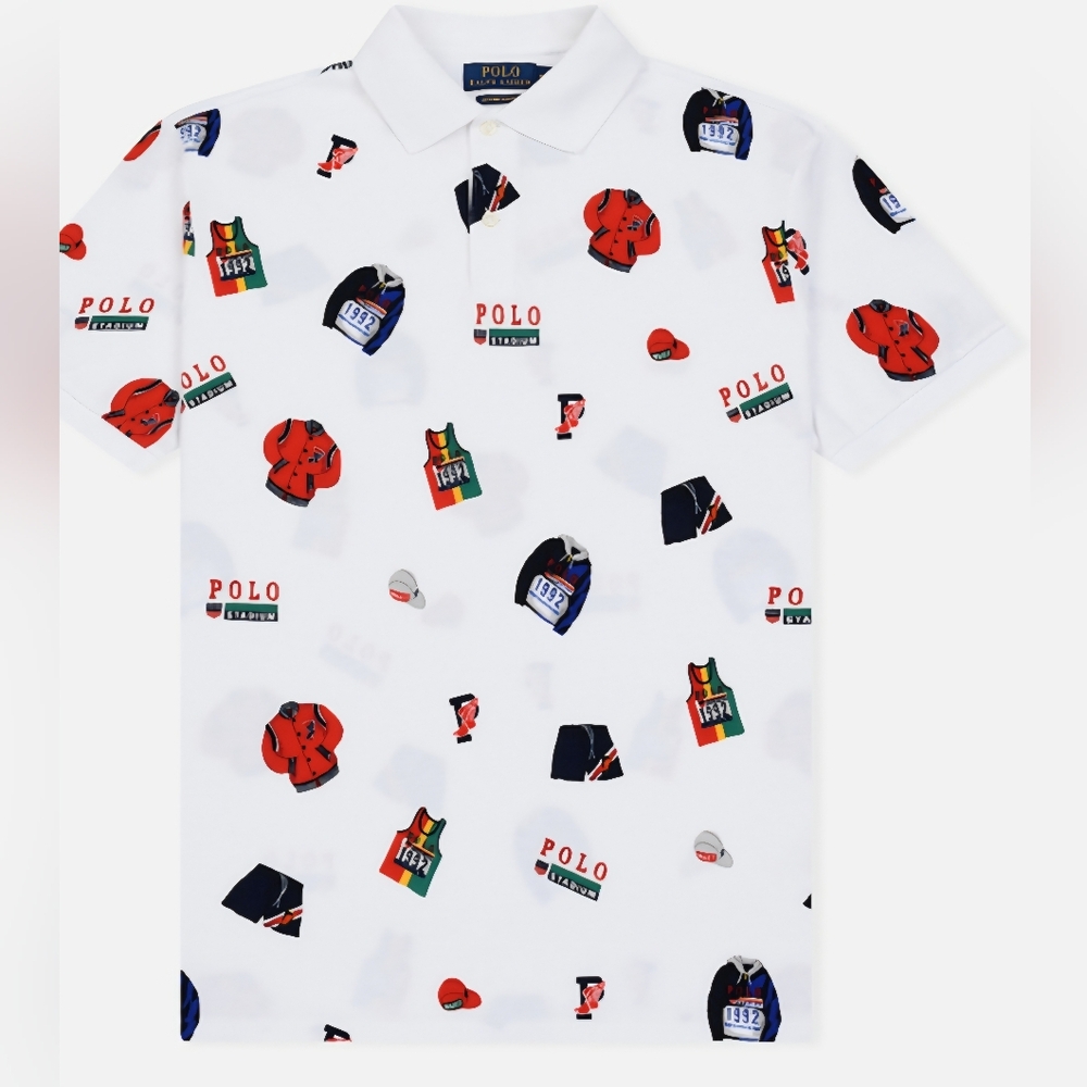 POLO RALPH LAUREN 1992 STADIUM ALL OVER IMPRIMÉ POLO SIZE L SLIM
